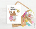 16th Birthday Card for Best Friend, ANY Age Foil Number Balloons, Custom Girl Birthday Portrait Card - Scrap Bits