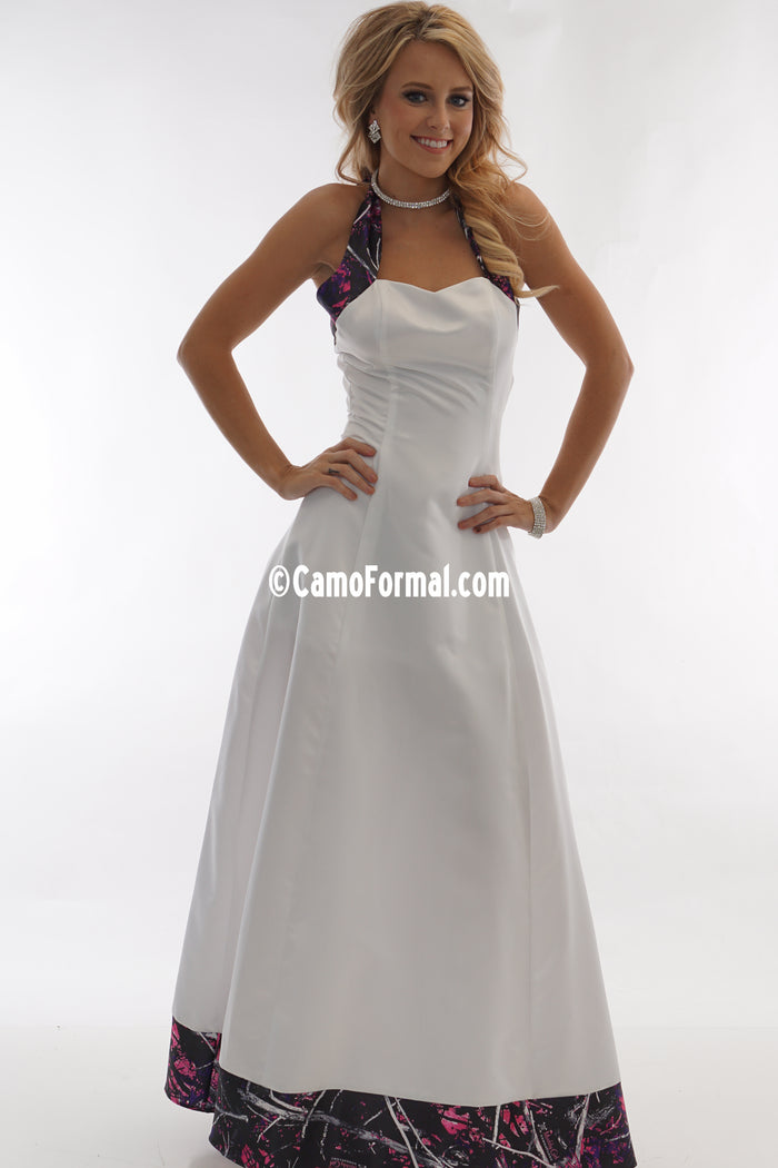 3056 "Annabeth" Tie Back Halter with Detachable Train