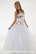 3655 RTGN Camo Ball Gown-Rhinestone Trim & Glitter Net