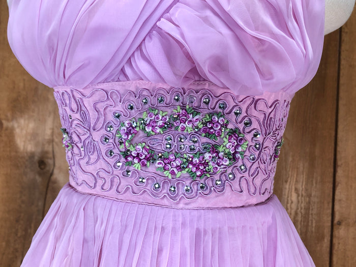 50s Lilac Organza Fit & Flare Dress    W23