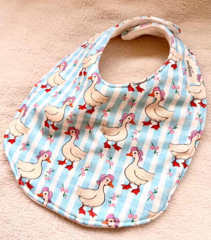 Organic Cotton Goose Baby Bib | Handmade Absorbent Feeding Bib | LittleHandByAira
