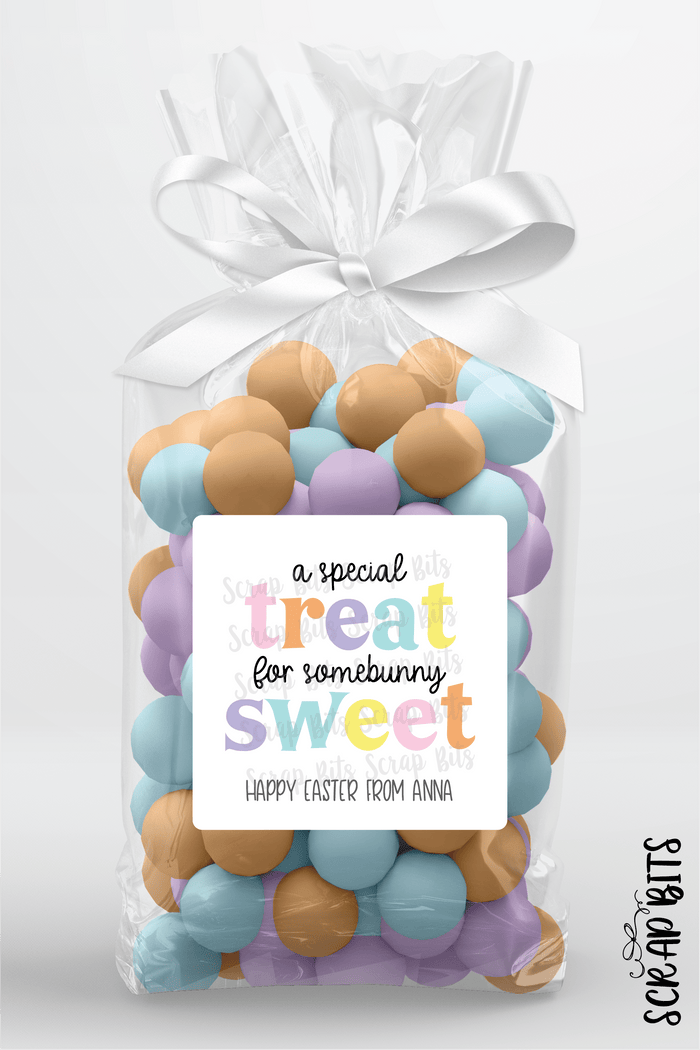 A Special Treat For Some Bunny Sweet, Funky Lettering Easter Treat Bag Stickers - Scrap Bits