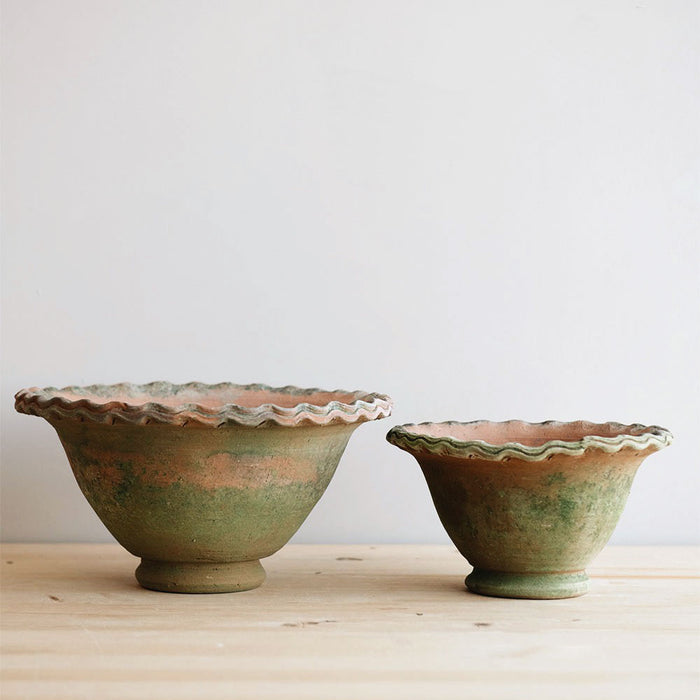 Aged Terracotta Petal Bowl Planter