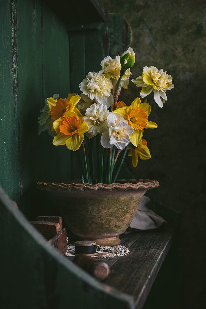 Aged Terracotta Petal Bowl Planter