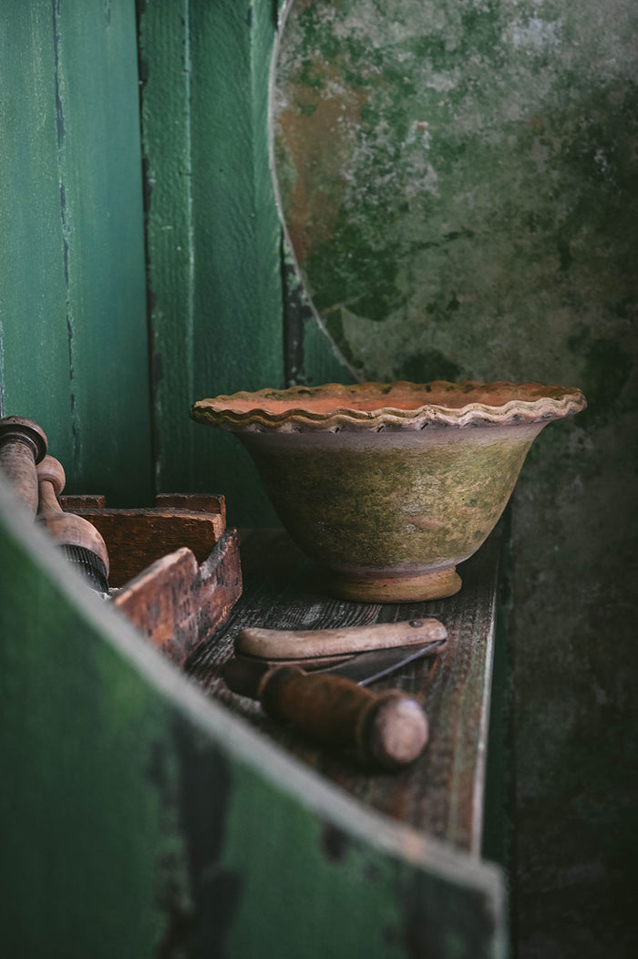 Aged Terracotta Petal Bowl Planter