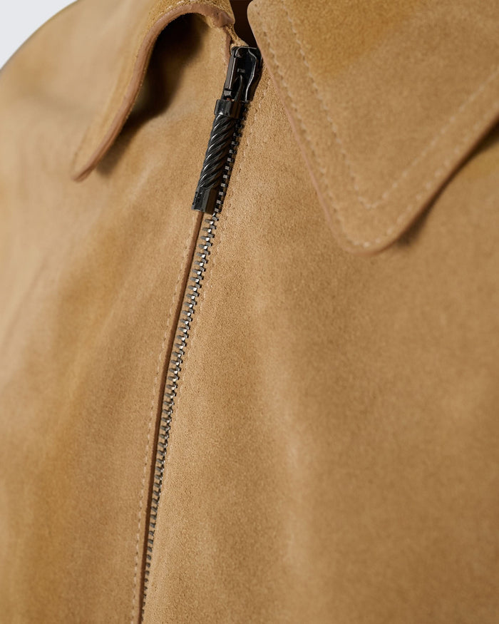 Alexander Knit and Suede Bomber Jacket Camel