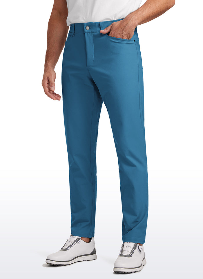 CRZ YOGA Mens Work Slim Fit All-Day Comfort Golf Pants 5 Pockets 30'' Iron Blue