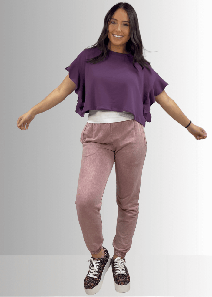 All Day French Terry Mauve Pocket Joggers - RFE Marketing Ventures