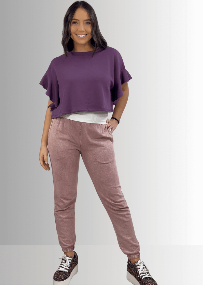 All Day French Terry Mauve Pocket Joggers - RFE Marketing Ventures