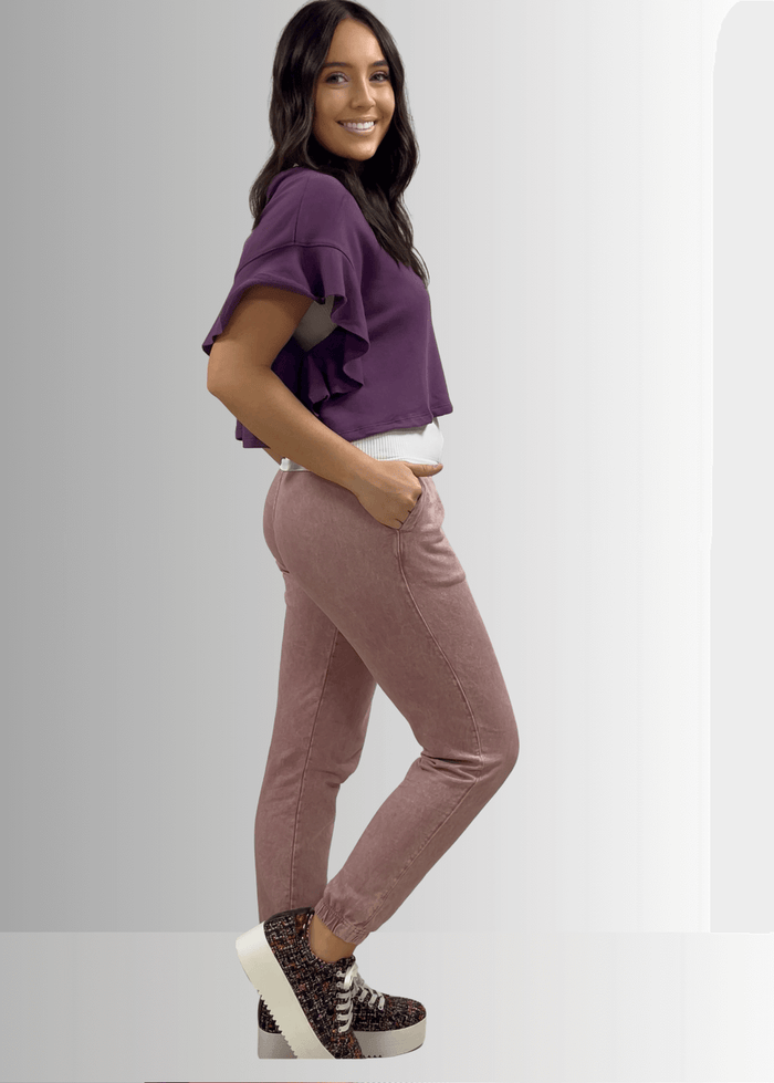 All Day French Terry Mauve Pocket Joggers - RFE Marketing Ventures