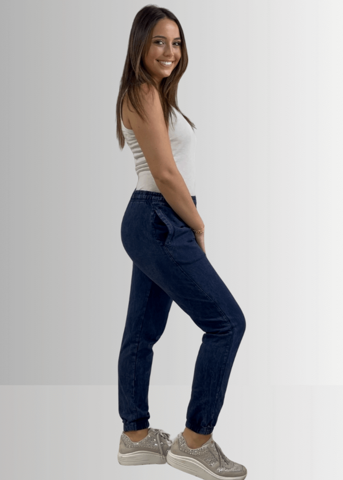 All Day French Terry Pocket Dark Denim Joggers - RFE Marketing Ventures