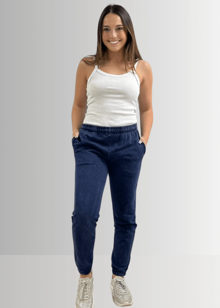 All Day French Terry Pocket Dark Denim Joggers - RFE Marketing Ventures