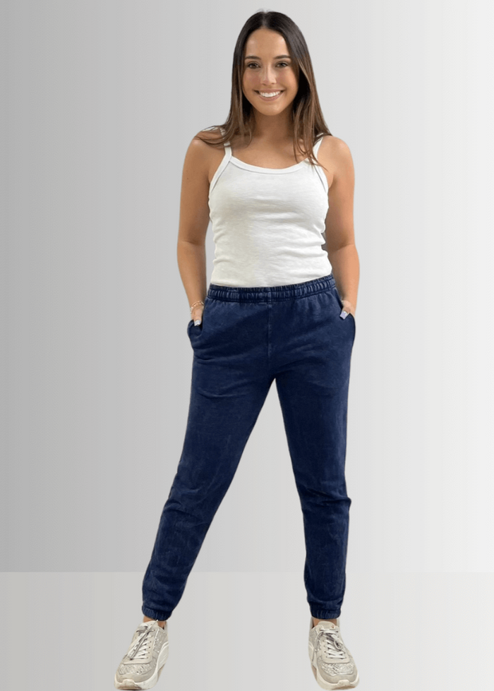 All Day French Terry Pocket Dark Denim Joggers - RFE Marketing Ventures