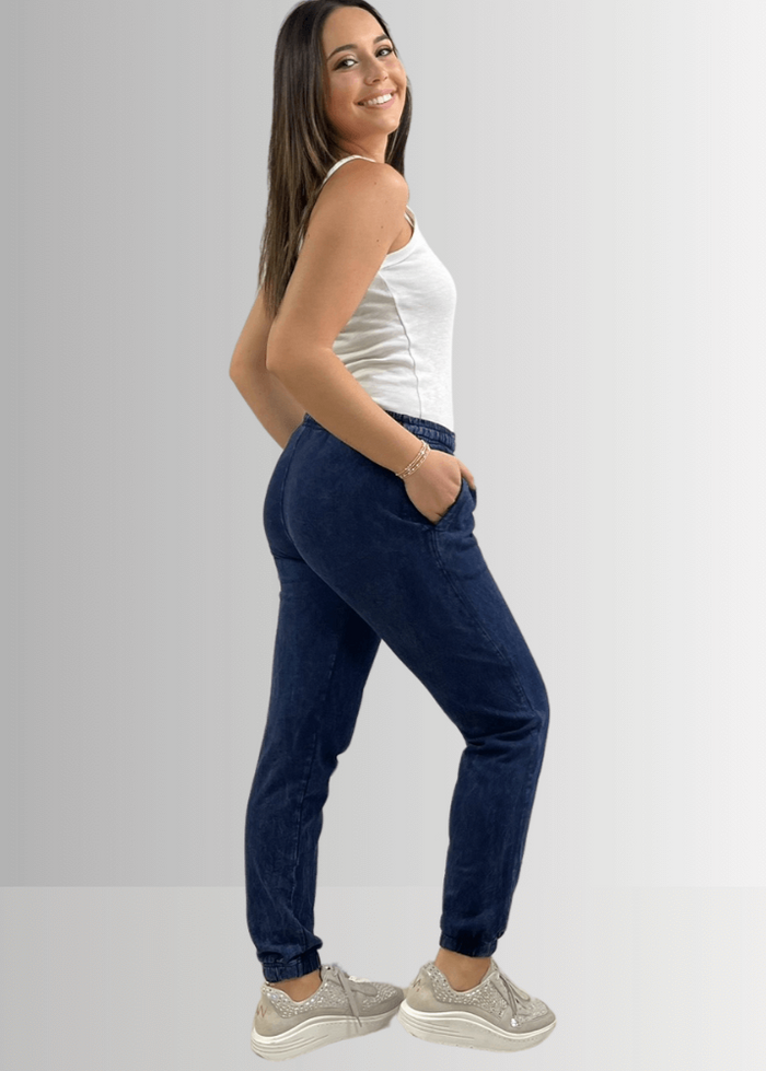 All Day French Terry Pocket Dark Denim Joggers - RFE Marketing Ventures