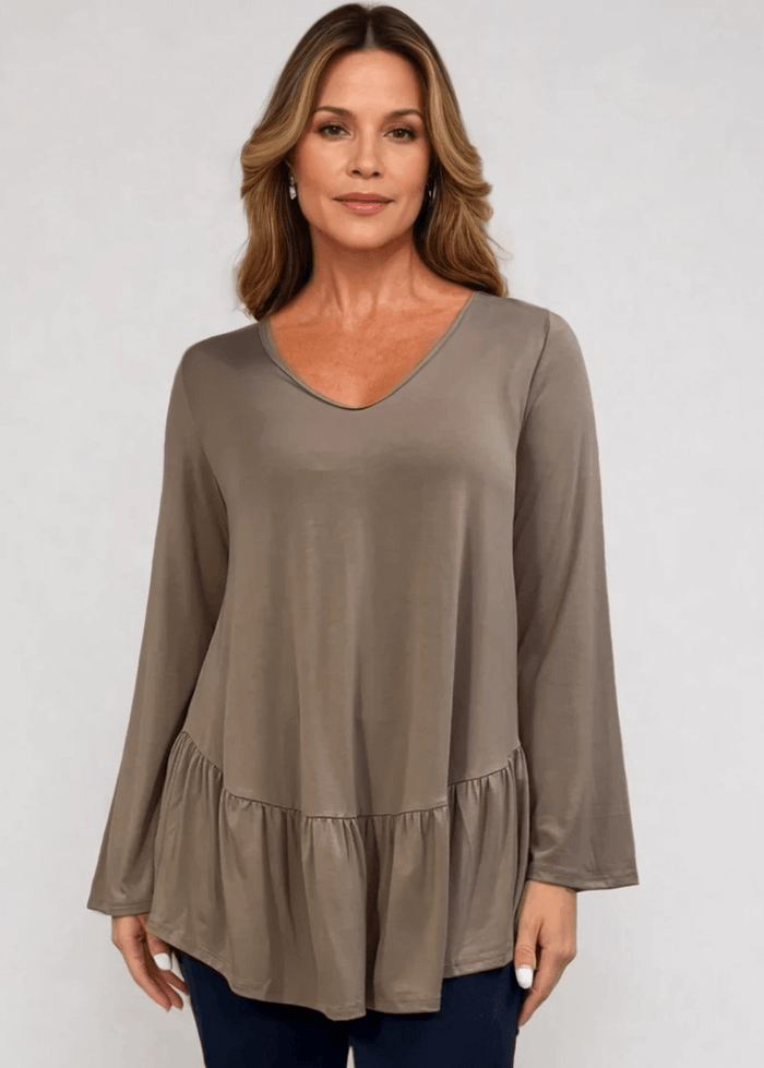 Ally Grab and Go Tunic with Flounce Ruffle Hem - Effortless Style and Comfort - RFE Marketing Ventures