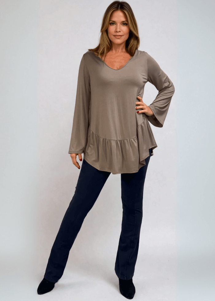 Ally Grab and Go Tunic with Flounce Ruffle Hem - Effortless Style and Comfort - RFE Marketing Ventures