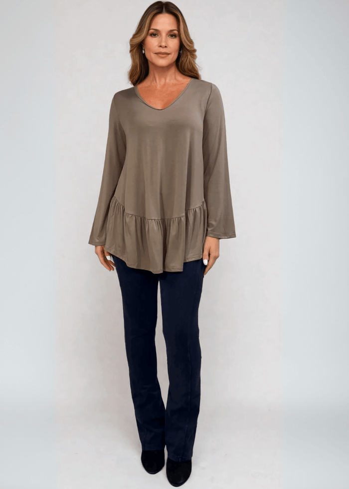 Ally Grab and Go Tunic with Flounce Ruffle Hem - Effortless Style and Comfort - RFE Marketing Ventures