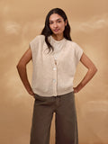 Alpaca Blend Button Through Grown On Sleeve Top