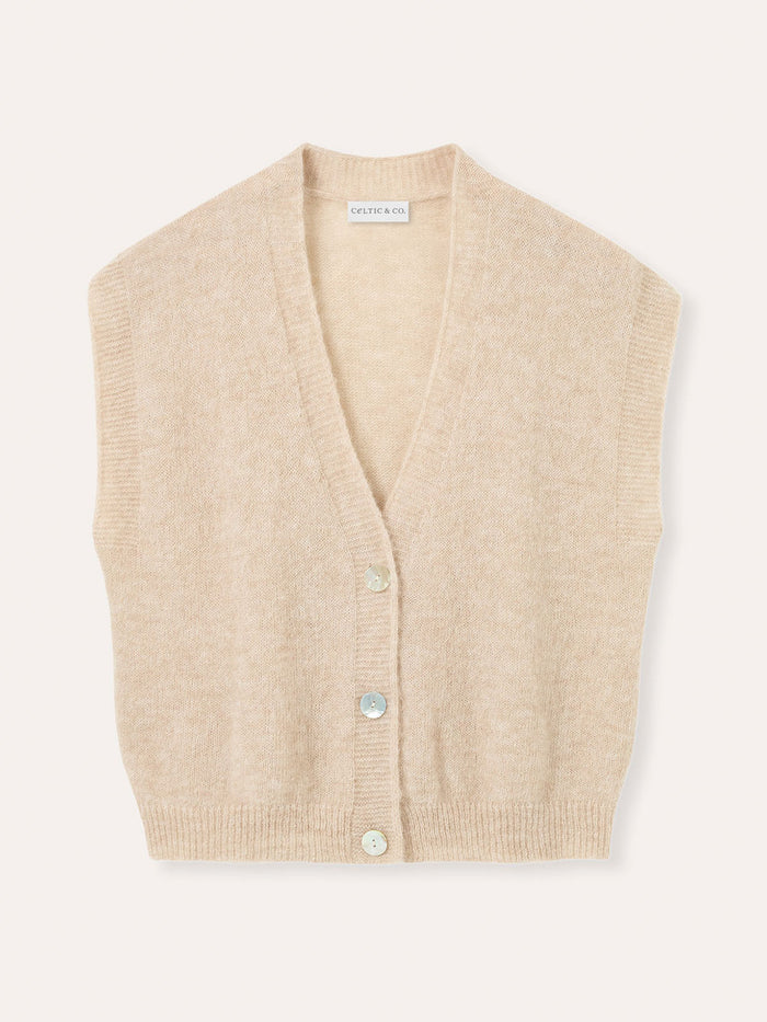 Alpaca Blend Button Through Grown On Sleeve Top