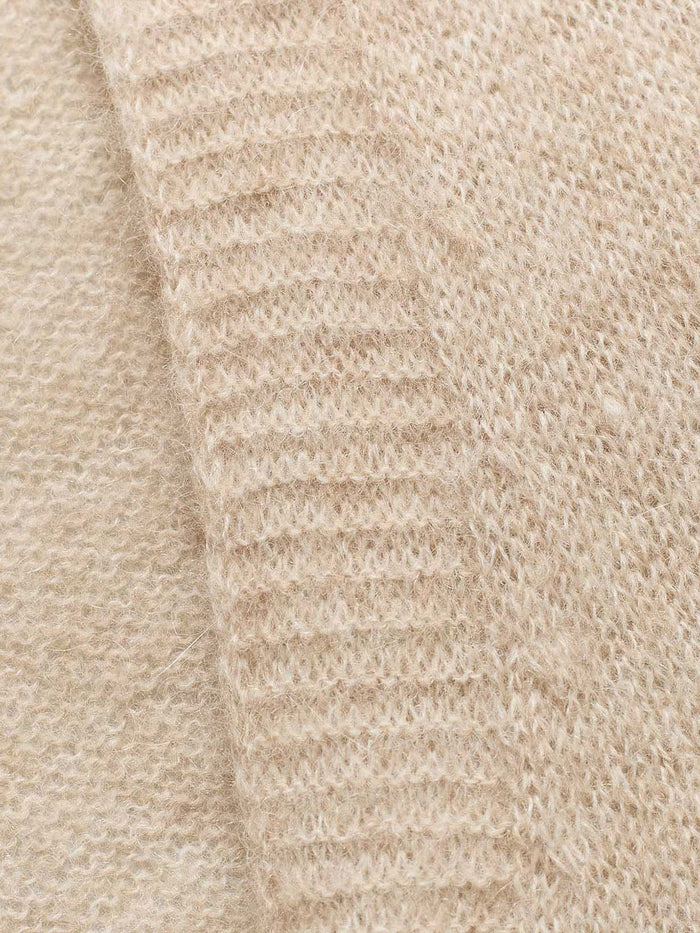 Alpaca Blend Button Through Grown On Sleeve Top