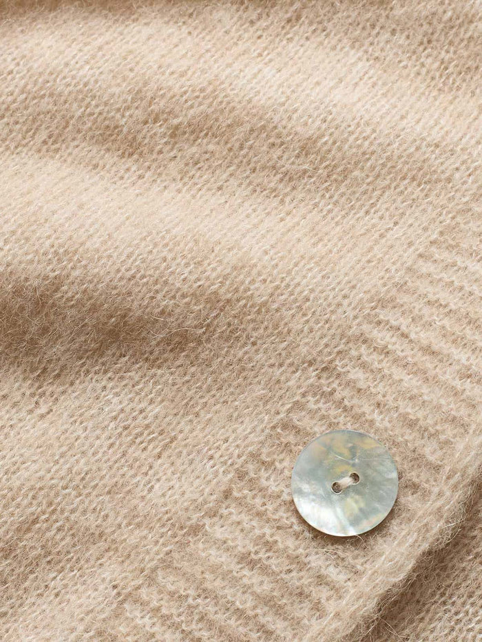 Alpaca Blend Button Through Grown On Sleeve Top