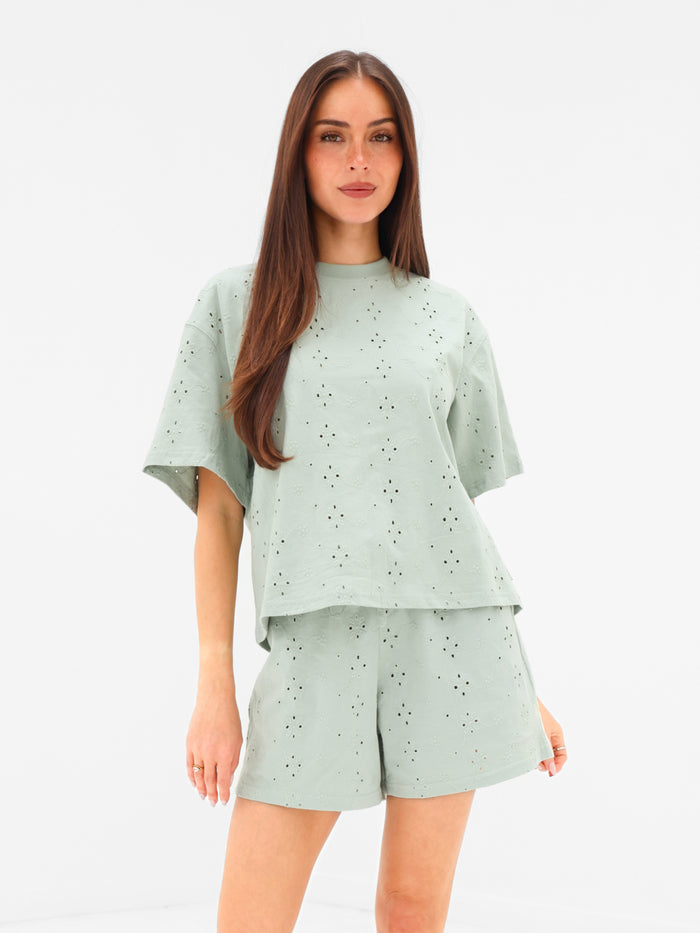 Amina Wide Leg Shorts - Sage
