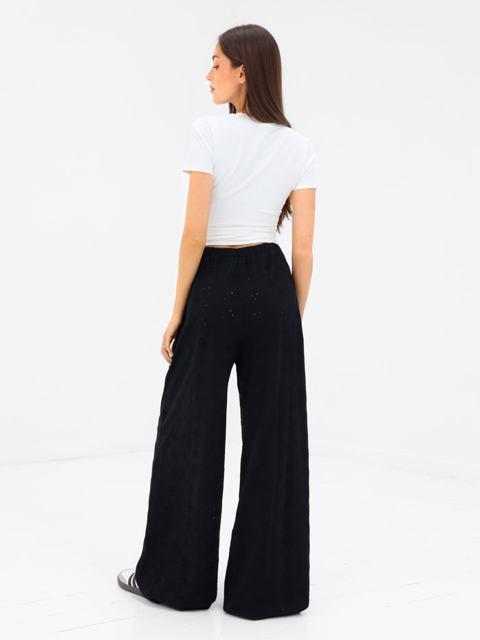 Amina Wide Leg Trousers - Black