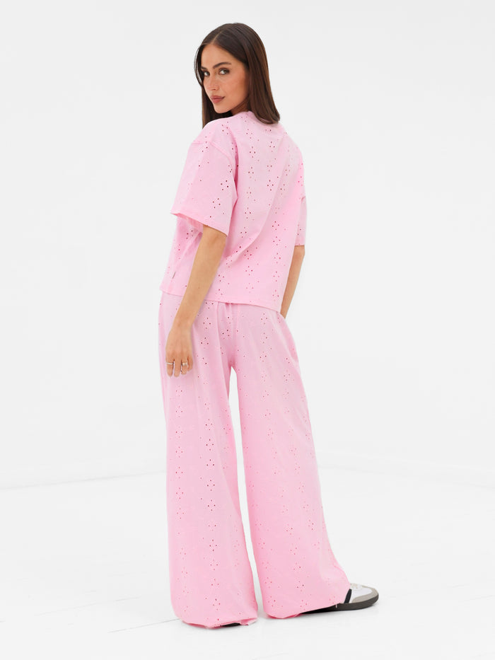 Amina Wide Leg Trousers - Pink