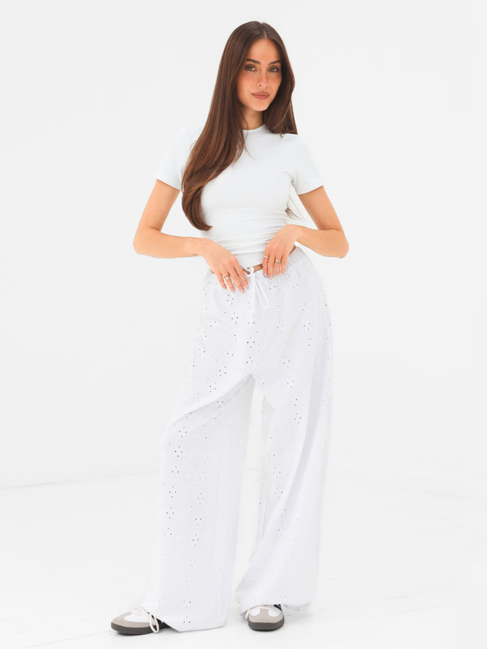 Amina Wide Leg Trousers - White