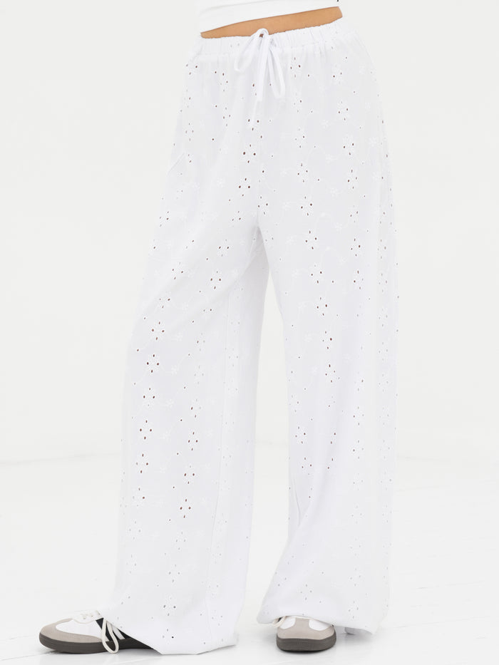 Amina Wide Leg Trousers - White