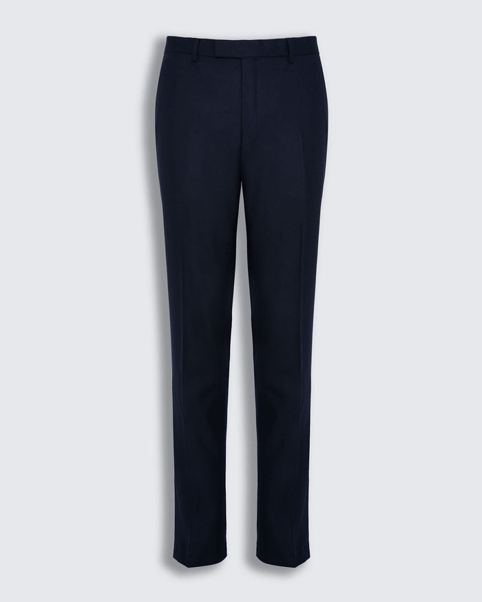 Anderson Flannel Wool Single Pleated Suit Trouser Navy