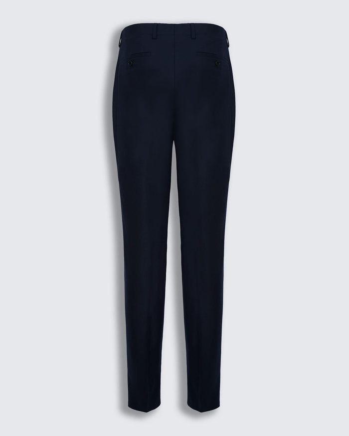 Anderson Flannel Wool Single Pleated Suit Trouser Navy