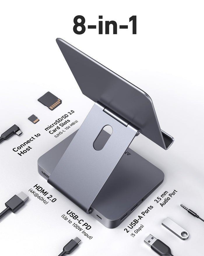 Anker <b>551</b> USB-C Hub (8-in-1, Tablet Stand)