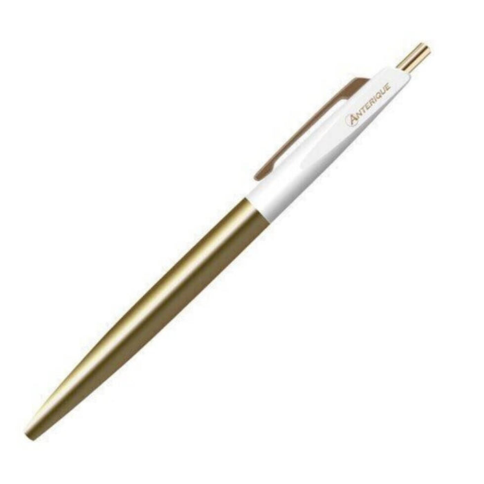 Anterique Stationers Ultra-low Viscosity Brass Ballpoint Pen - .5 mm, Snow White