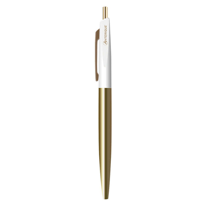 Anterique Stationers Ultra-low Viscosity Brass Ballpoint Pen - .5 mm, Snow White