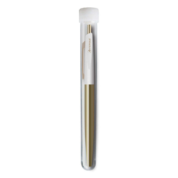 Anterique Stationers Ultra-low Viscosity Brass Ballpoint Pen - .5 mm, Snow White