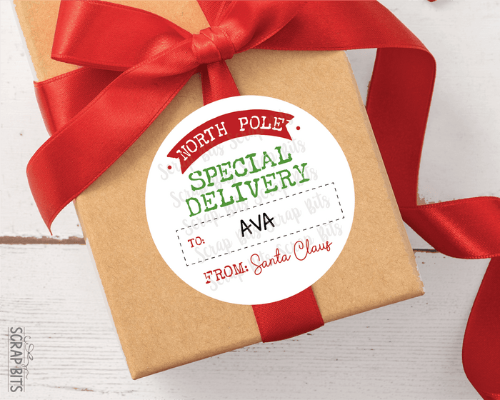 EDITABLE Christmas Gift Labels, Arched Special Delivery From Santa Printable Tags, Instant Download Editable Template - Scrap Bits