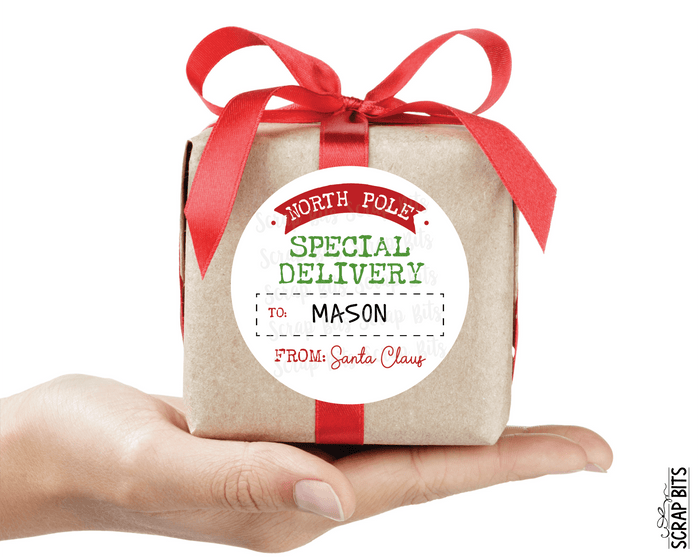 Arched Special Delivery, To Child From Santa Christmas Gift Labels - Scrap Bits