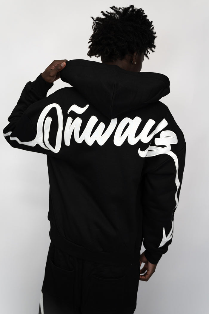 Arrow Script Zip Hoodie - Black