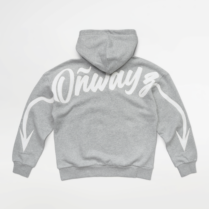 Arrow Script Zip Hoodie - grey
