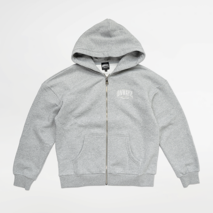 Arrow Script Zip Hoodie - grey