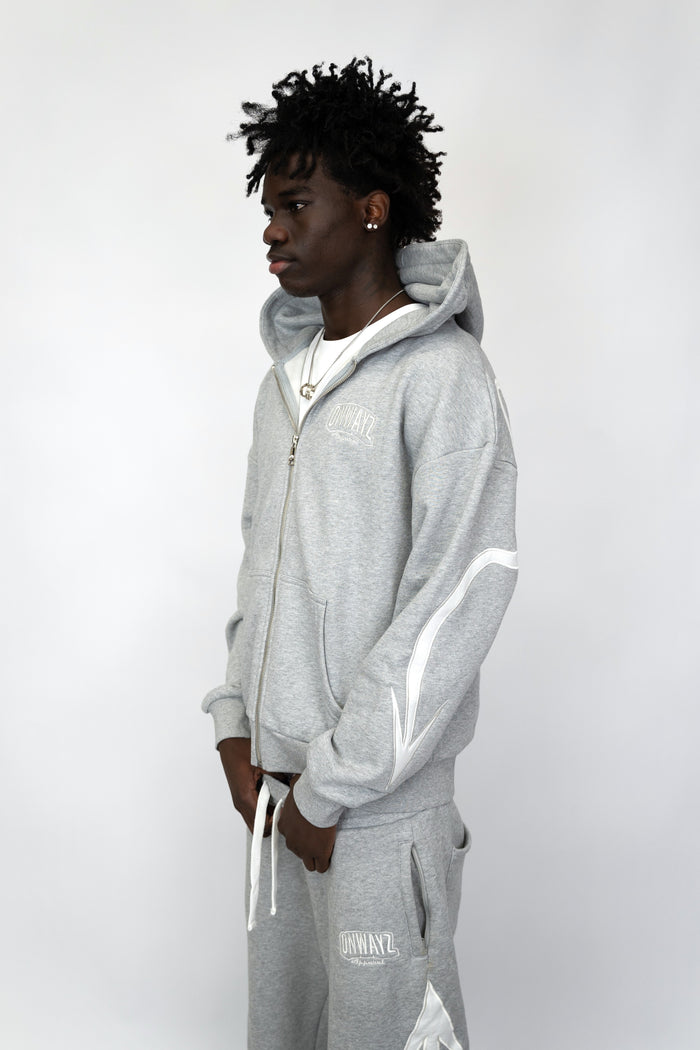 Arrow Script Zip Hoodie - grey