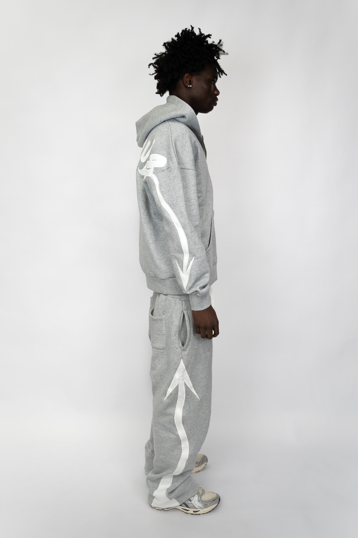 Arrow Script Zip Hoodie - grey