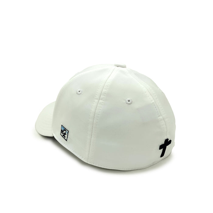 Athletic V Stretch Fit Cross Hat - White