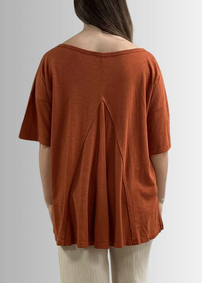 Aubree Cotton Slub Top in Gingerbread - Garment Dyed Comfort