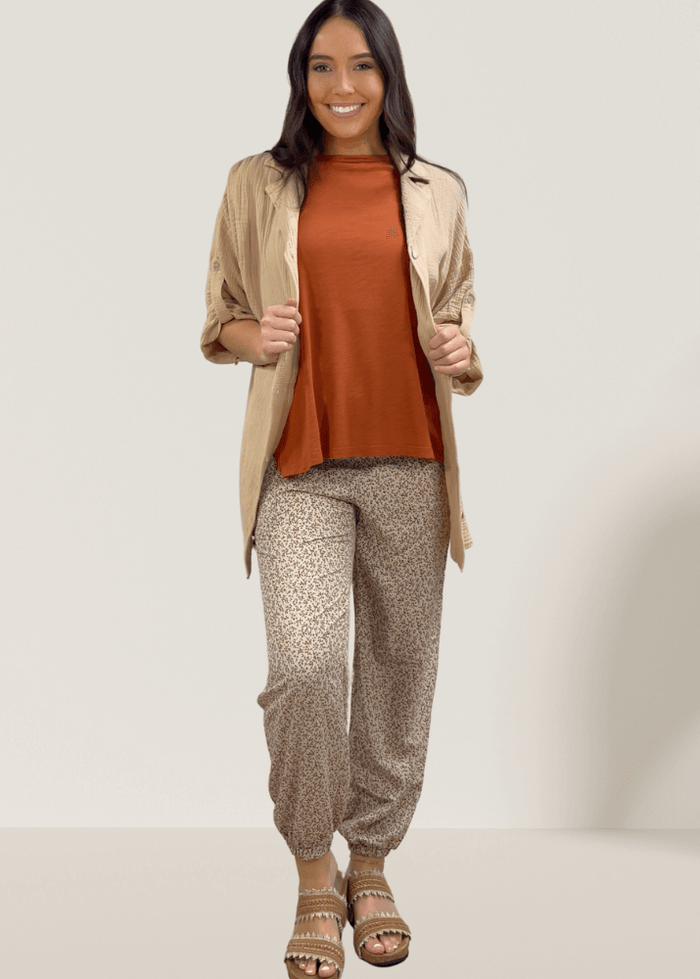 Aubree Cotton Slub Top in Gingerbread - Garment Dyed Comfort - RFE Marketing Ventures