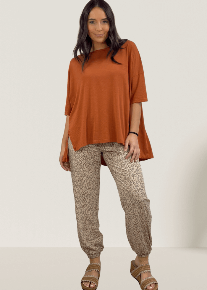 Aubree Cotton Slub Top in Gingerbread - Garment Dyed Comfort - RFE Marketing Ventures