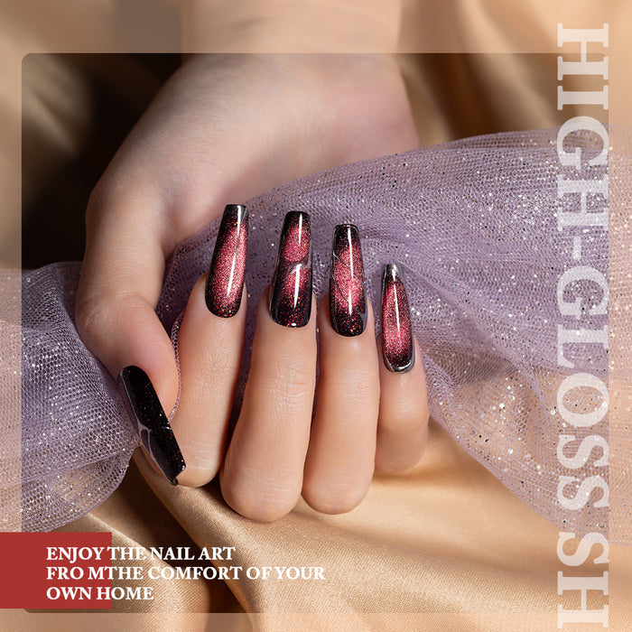 Autumn Blaze Cat Eye Gel Polish Set - 6 Deep Warm Tones with Fine Glitter 7.5ml - TPO & HEMA Free