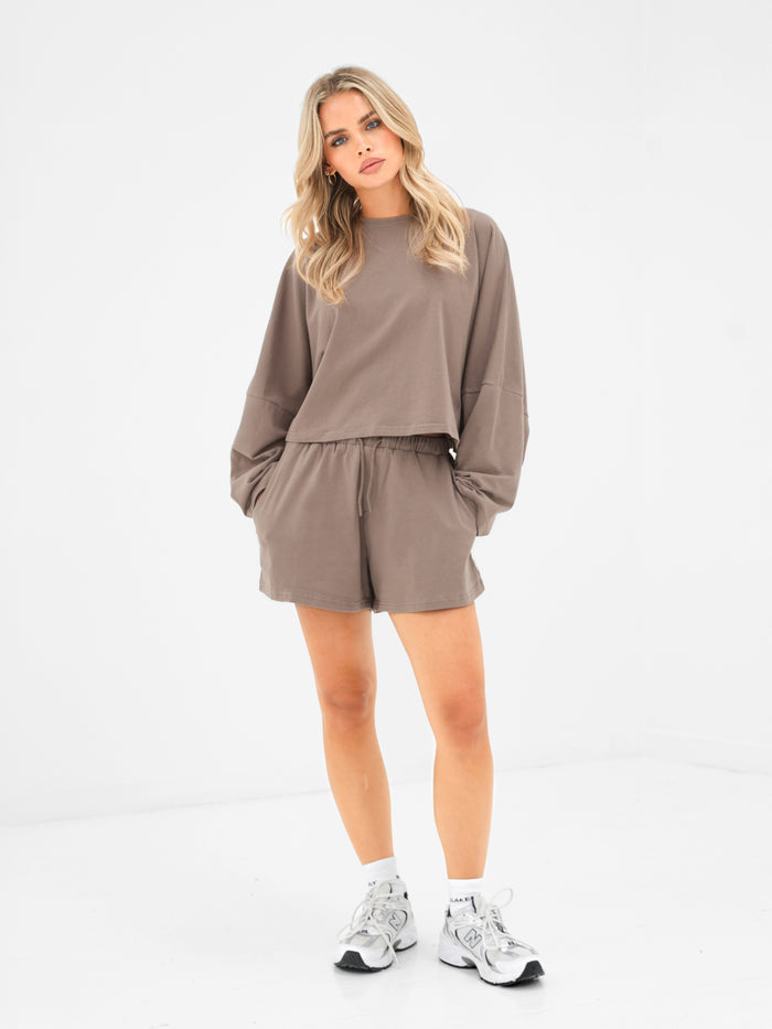 Ayla Cotton Shorts - Cool Taupe
