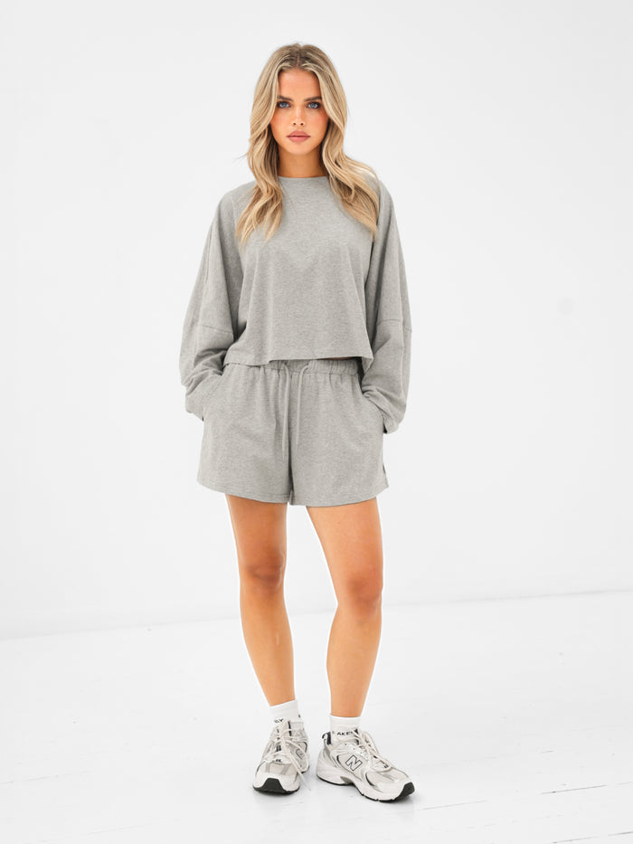 Ayla Cotton Shorts - Marl Grey